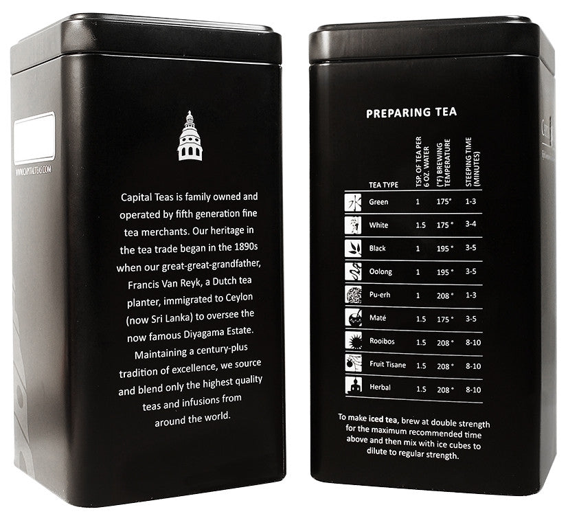 Capital Teas Tin 8 oz. (3.5" x 3.5" x 6.875")